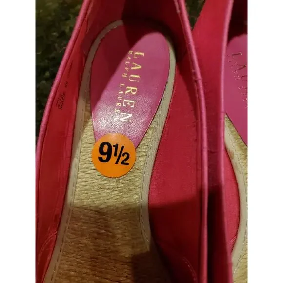 LAUREN RALPH LAUREN POLO PEEP TOE WEDGES SIZE 9.5 - Picture 3 of 8